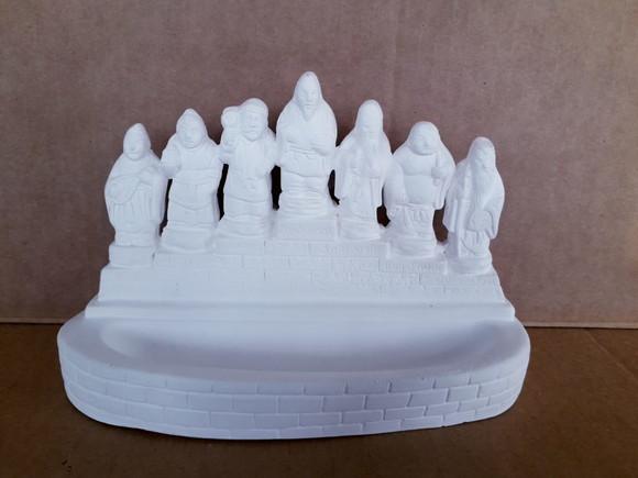 Escultura Samurais na Fonte Imagem em Gesso Cru para Pintar