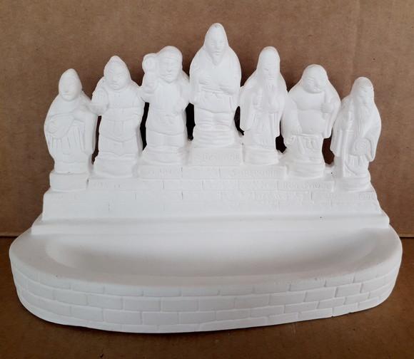 Escultura Samurais na Fonte Imagem em Gesso Cru para Pintar
