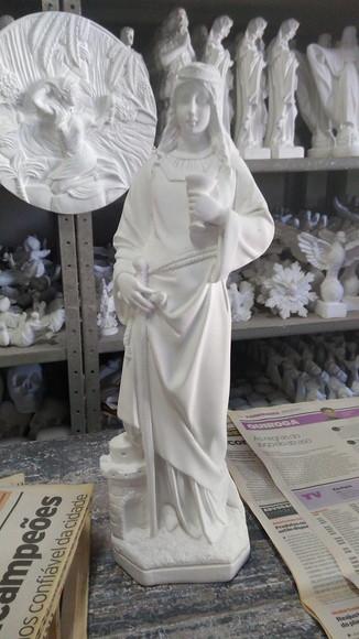 Escultura Santa Barbara Imagem em Gesso Cru para Pintar