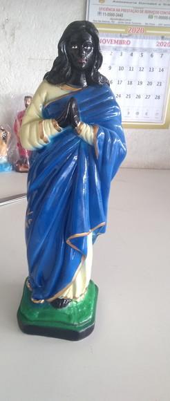 Escultura Santa Sara Negra Imagem 100% em Gesso Natural