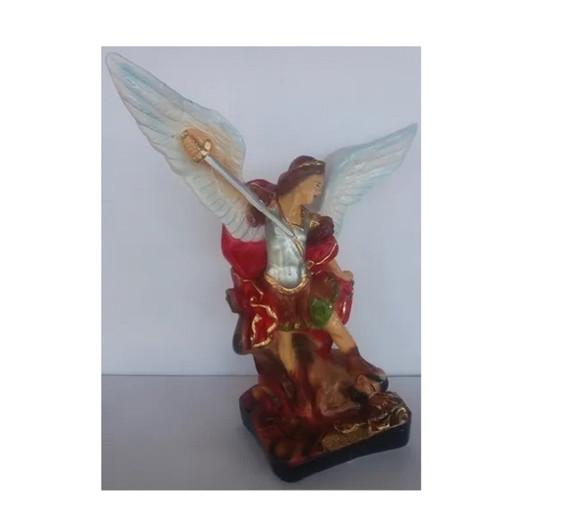 Escultura São Miguel Arcanjo Imagem São Miguel Anjo 36 cm