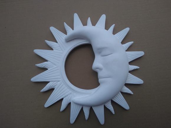 Escultura Sol e Lua de Parede para Pintar em Gesso Cru