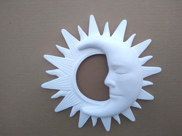 Escultura Sol e Lua de Parede para Pintar em Gesso Cru