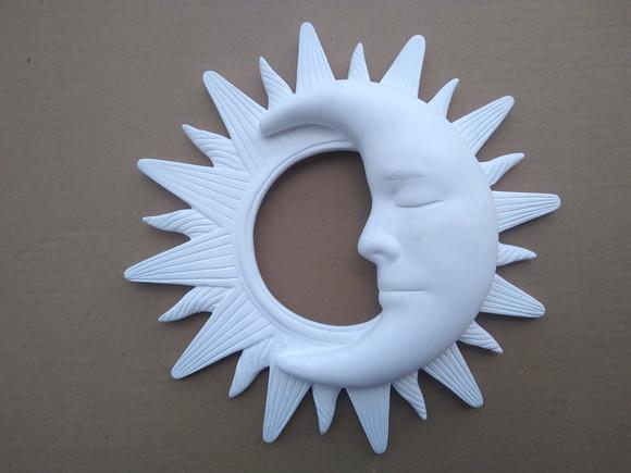Escultura Sol e Lua de Parede para Pintar em Gesso Cru