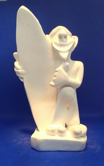 Escultura Surfista Imagem Menino com Prancha de Surfe Gesso