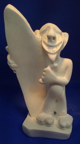 Escultura Surfista Imagem Menino com Prancha de Surfe Gesso