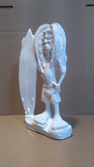 Escultura Surfista com Prancha Bob Marley Reggae Rasta Surf