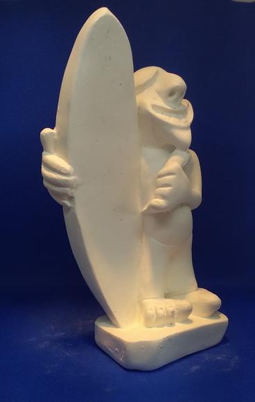 Escultura Surfista Imagem Menino com Prancha de Surfe Gesso