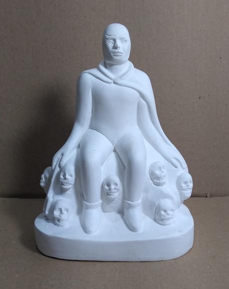 Exu 7 Caveiras Imagem Exu 7 Caveira Sentado Escultura Gesso