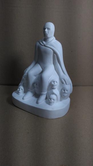 Exu 7 Caveiras Imagem Exu 7 Caveira Sentado Escultura Gesso