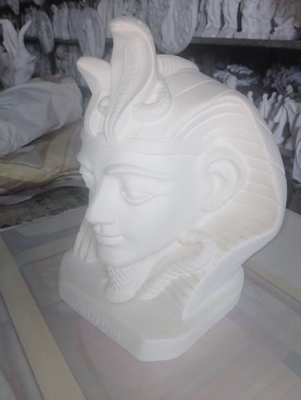 Faraó Busto Faraó Escultura em Gesso Cru Grande