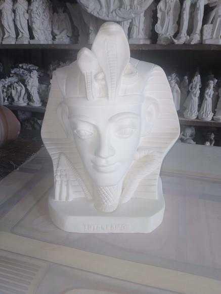 Faraó Busto Faraó Escultura em Gesso Cru Grande
