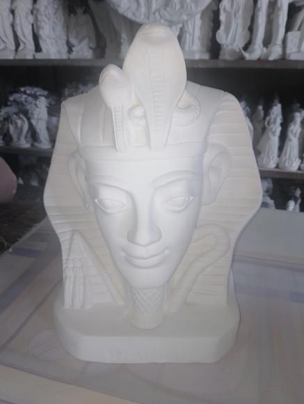 Faraó Busto Faraó Escultura em Gesso Cru Grande