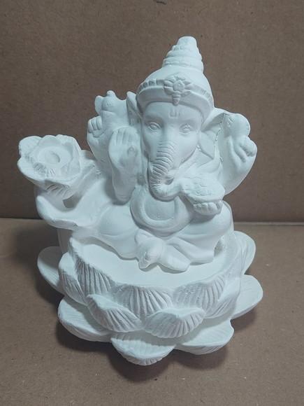 Ganesha c/ Local de Colocar Incenso Imagem Ganesha Gesso Cru