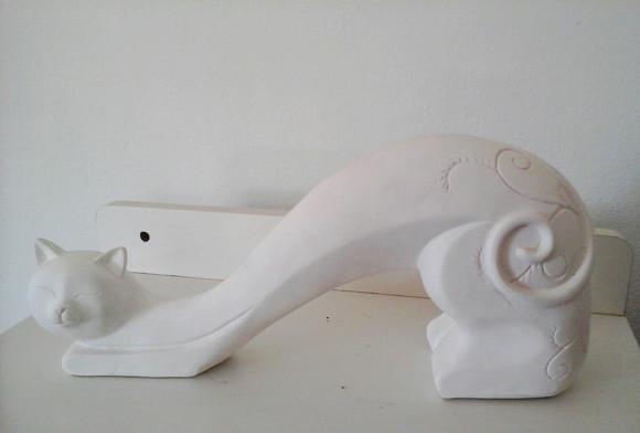 Gato Caracol Imagem em Gesso Cru para Pintar