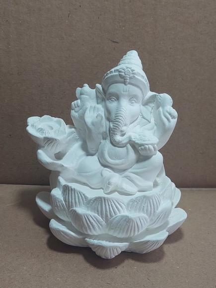 Ganesha c/ Local de Colocar Incenso Imagem Ganesha Gesso Cru