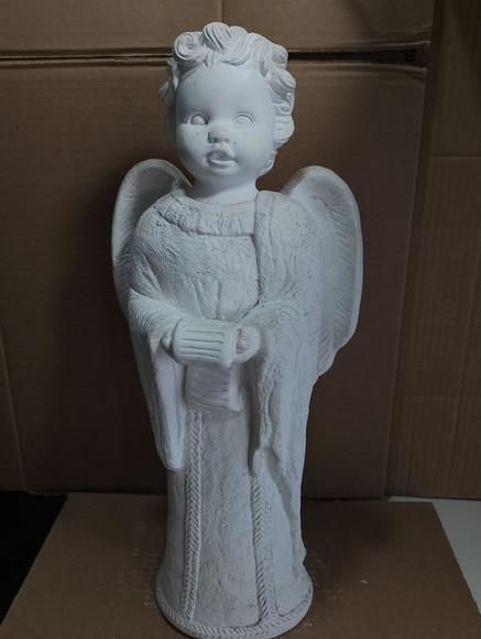 Imagem Anjo c/ Lista Escultura Barroca Anjo em Gesso Cru