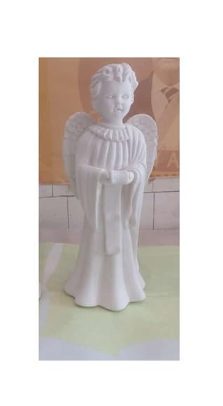 Imagem Anjo c/ Lista Escultura Barroca Anjo em Gesso Cru