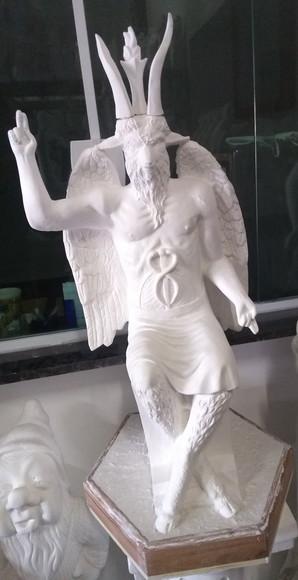 Imagem Baphomet Exu Belzebu Escultura Bafomé em Gesso Cru 80