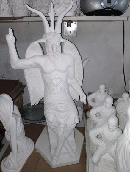 Imagem Baphomet Exu Belzebu Escultura Bafomé em Gesso Cru 80
