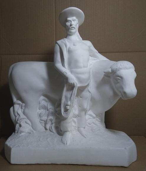 Imagem Boiadeiro com Boi Escultura do Baiano Boiadeiro C/boi