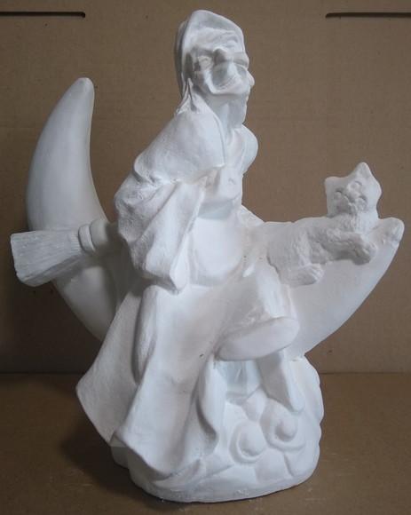Imagem Bruxa na Lua Escultura em Gesso Cru da Bruxa na Lua