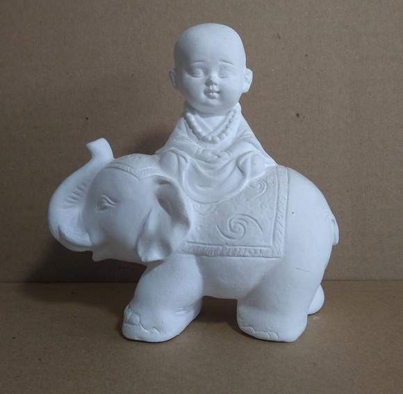 Imagem Buda em Cima de Elefante Escultura Buda Criança