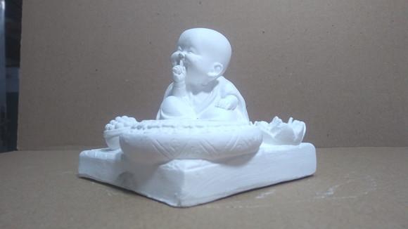 Imagem Buda Escultura Buda com Pires em Gesso Cru