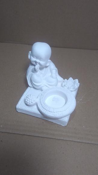 Imagem Buda Escultura Buda com Pires em Gesso Cru