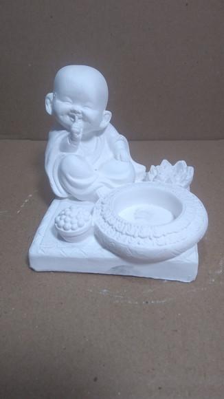 Imagem Buda Escultura Buda com Pires em Gesso Cru