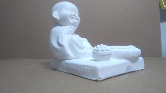 Imagem Buda Escultura Buda com Pires em Gesso Cru