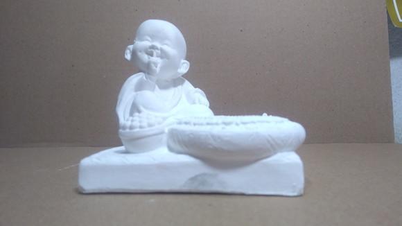 Imagem Buda Escultura Buda com Pires em Gesso Cru