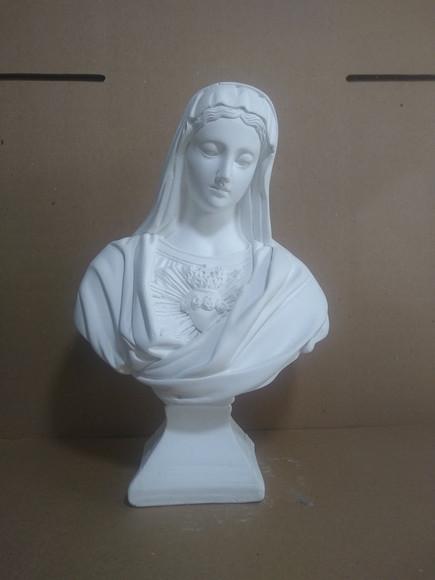 Imagem Busto Coração de Maria Escultura em Gesso para Pintar