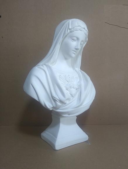 Imagem Busto Coração de Maria Escultura em Gesso para Pintar
