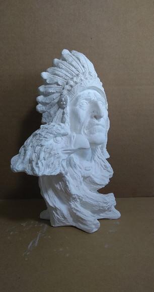 Imagem Busto de Índio Escultura em Gesso Cru para Pintar