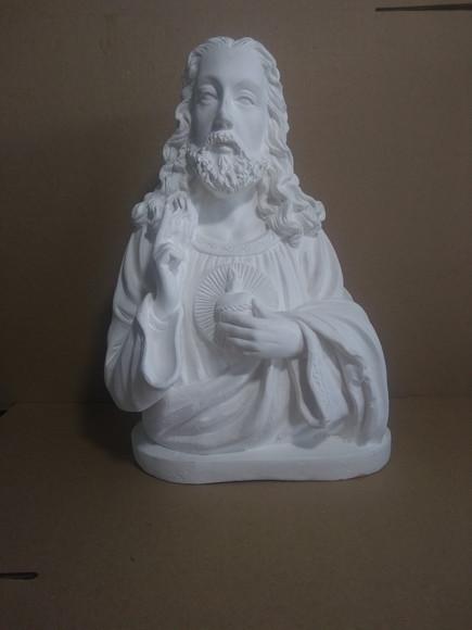 Imagem Busto de Jesus Escultura em Gesso Cru para Pintar