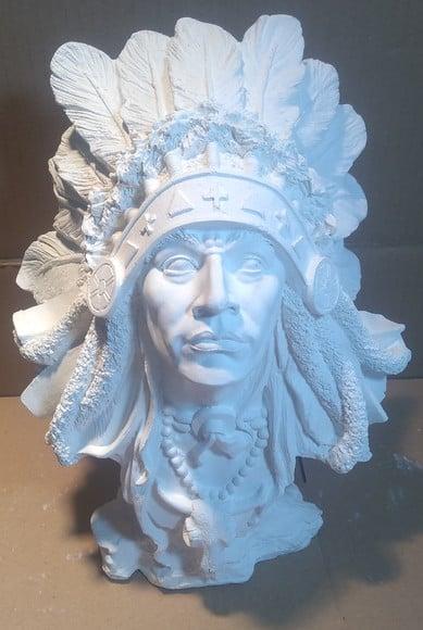 Imagem Busto Índio Xamã Escultura Caboclo Xamã