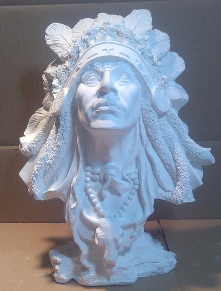 Imagem Busto Índio Xamã Escultura Caboclo Xamã