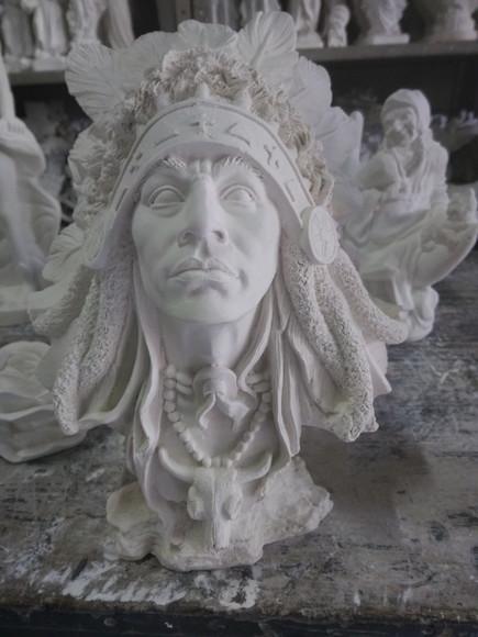 Imagem Busto Índio Xamã Escultura Caboclo Xamã