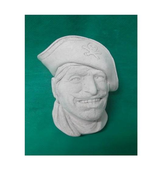 Imagem Busto Pirata Caveira em Gesso Cru para Pintar