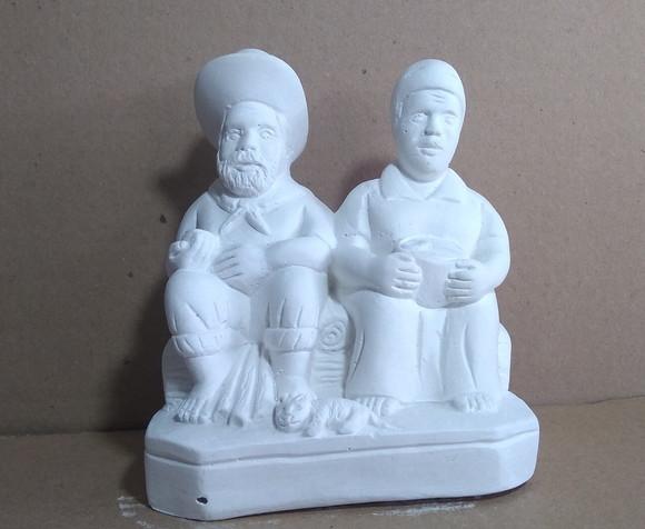 Imagem Casal de Preto Velho Escultura Pai João e Mãe Maria