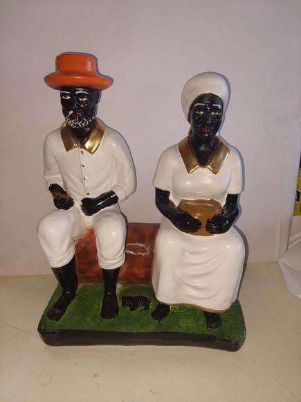 Imagem Casal Preto Velho Pai João Mãe Maria Escultura Gesso