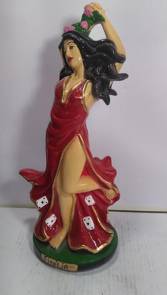 Imagem Cigana Fidélia Escultura Cigana com Cartas e Rosas
