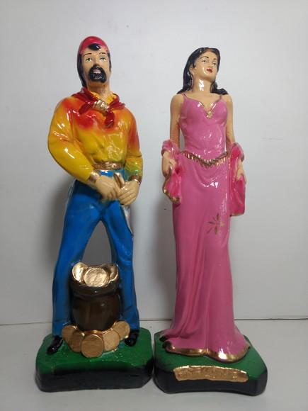 Imagem Cigana Paloma + Cigano do Ouro Casal Ciganos 30cm