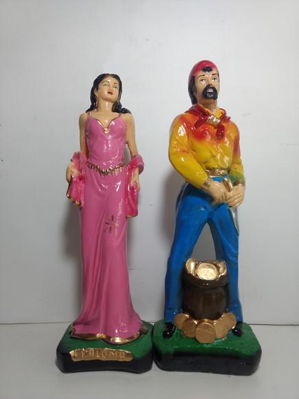 Imagem Cigana Paloma + Cigano do Ouro Casal Ciganos 30cm