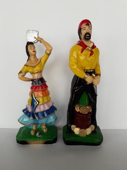 Imagem Cigano do Ouro Cigana 7 Saias 2 Escultura Casal 30cm