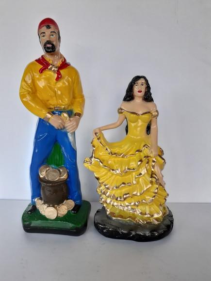 Imagem Cigano do Ouro Cigana 7 Saias 2 Escultura Casal 30cm