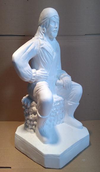 Imagem Cigano Mura Escultura Cigano Pablo Sentado Gesso Cru