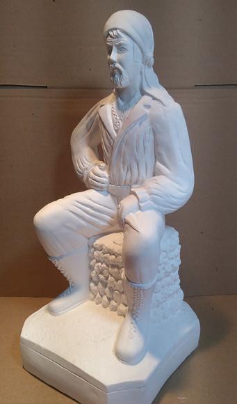 Imagem Cigano Mura Escultura Cigano Pablo Sentado Gesso Cru