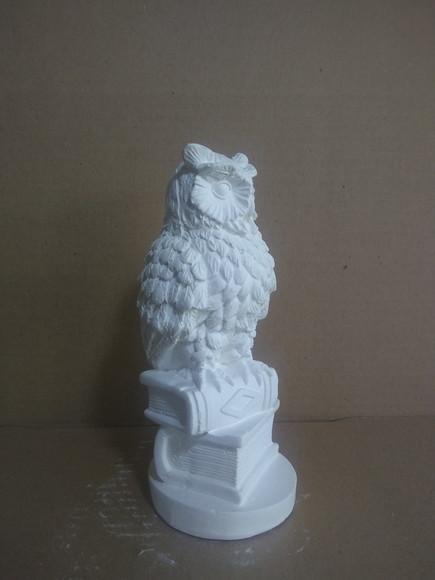 Imagem Coruja da Sabedoria em Gesso Cru para Pintar